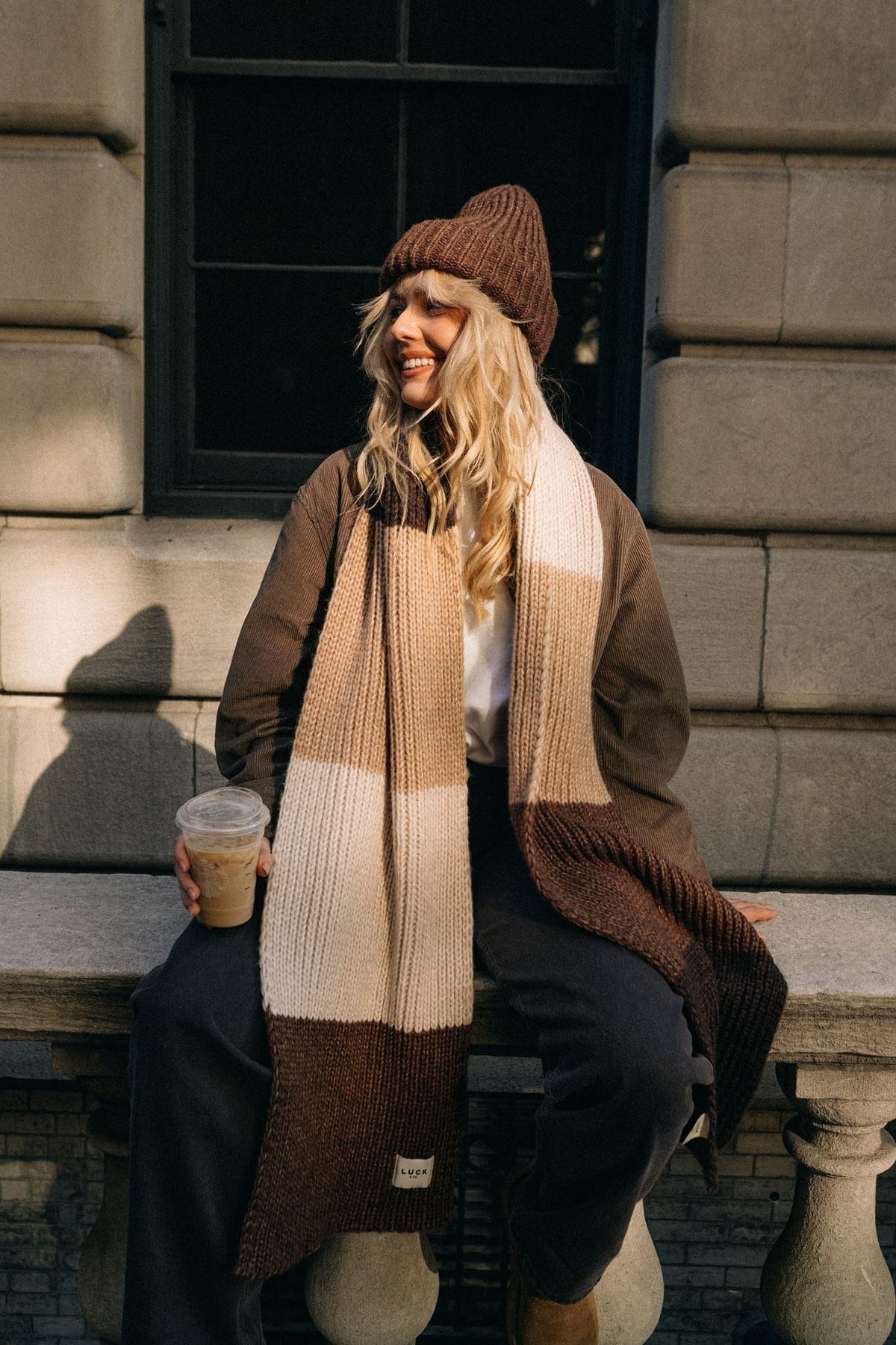 FLUFFY CHOCO STRIPES SCARF